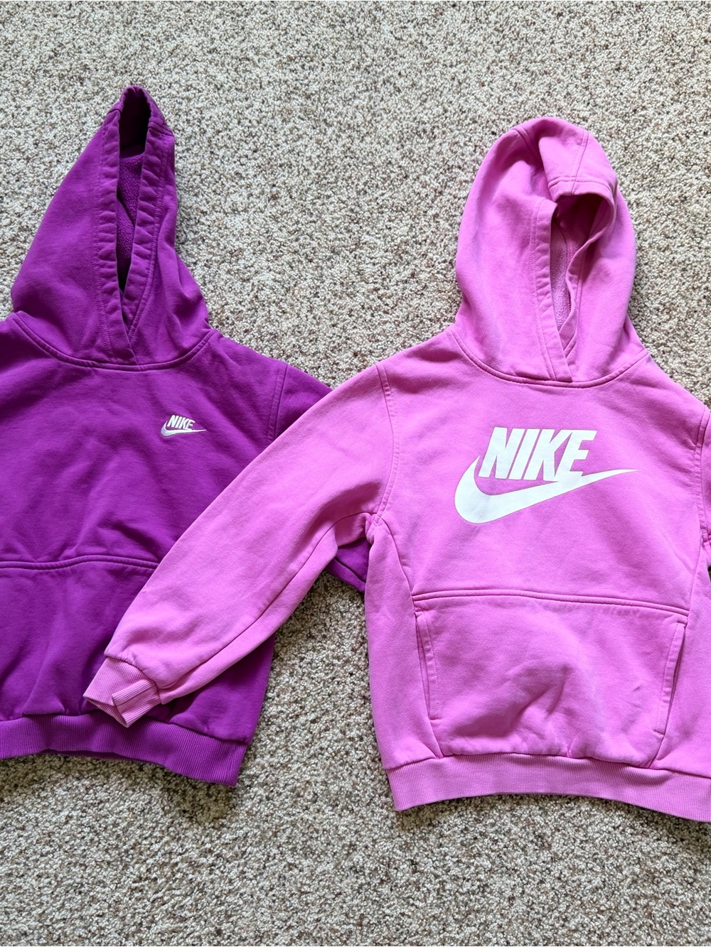 Nike youth Dual Pink & Magenta Hoodies with White Nike Logos